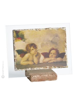 ANGELS – THE SISTINE CHERUBS table ornament decor in orphalese and marble on crystal Made in Italy