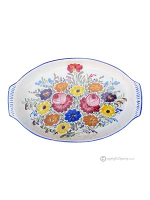 TRAY, baking dish in authentic Castelli artistic ceramic, hand made and painted.