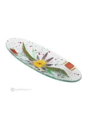 ASTER - Centerpiece, tray, serving dish handmade art glass floral design