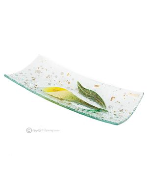 CALLA – Centerpiece, tray, serving dish handmade artistic glass modern design