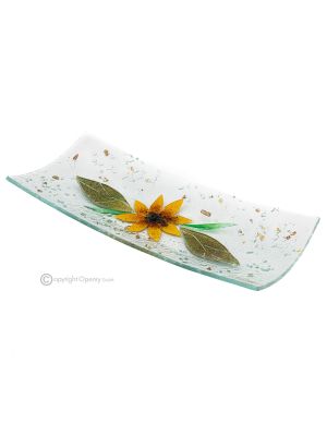 SUNFLOWER – Centerpiece, tray, serving dish handmade artistic glass modern design