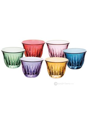 Set of 6 espresso glasses, superior quality glass, hand painted, elegant modern design.