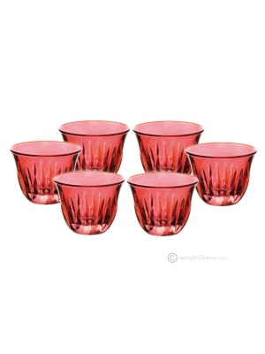 PRESTIGE Set of 6 espresso glasses, superior quality glass, hand painted, elegant modern design.