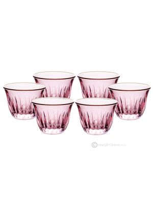 Set of 6 espresso glasses, superior quality glass, hand painted, elegant modern design.