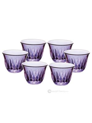 PRESTIGE Set of 6 espresso glasses, superior quality glass, hand painted, elegant modern design.