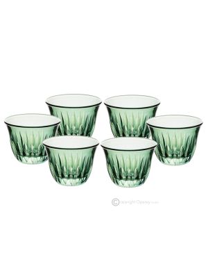 Set of 6 espresso glasses, superior quality glass, hand painted, elegant modern design.