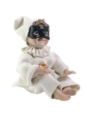 PULCINELLA Capodimonte porcelain statuette, timeless carnival elegance.