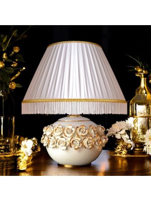 LAMP Table lamp abat-jour lampshade Baroque style artistic ceramic with 24k gold details Made in Italy