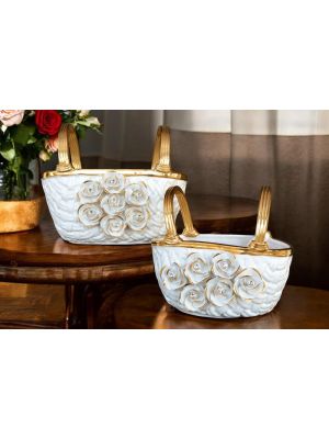 Centerpiece bowl ceramic - Home decò - Set of 2 golden baskets