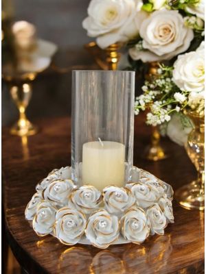 Candlestick - Home decò - Rose bouquet and Swarovski crystals
