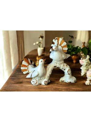 DOVES handmade ceramic table ornament Baroque style artistic with 24k gold details Made in Italy