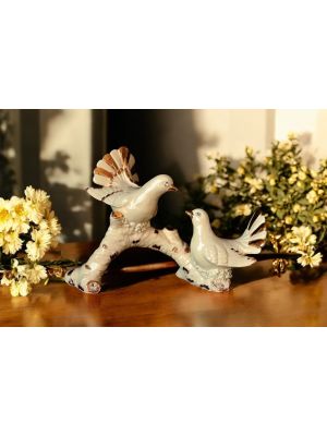 DOVES handmade ceramic table ornament Baroque style artistic with 24k gold details Made in Italy