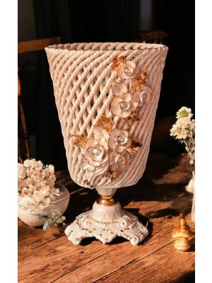 Ceramic vase decor  - Table centerpiece - Chalice shaped basket