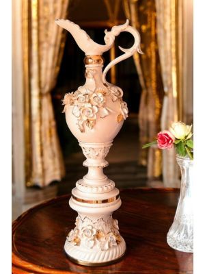 Vase ceramic art - Home design - Amphora floral relief pedestal
