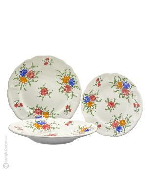 PIATTI ROSESPINE Collection set 18 dishes plates service for 6 Persons tableware dinnerware Castelli ceramic handcraft  handpainted Made in Italy 