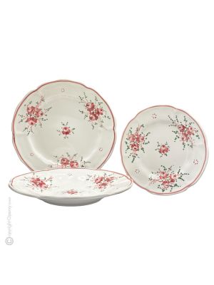 PIATTI ROSELLINE Collection set 18 dishes plates service for 6 Persons tableware dinnerware Castelli ceramic handcraft  handpainted Made in Italy 