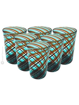 ACQUA CANNE Set 6 Tumbler Trinkgläser aus Muranoglas Made in Italy