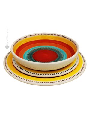 SALINA Collection Set 18 Dishes Plates Service for 6 Persons Tableware Dinnerware Ceramic Handcraft  Handpainted Made in Italy 