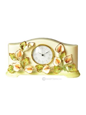 TABLE CLOCK Stand clock Baroque style artistic ceramic with 24k gold details Made in Italy