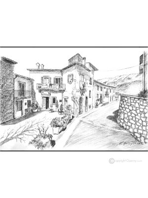 SCANNO Drawing with pen on canvas modern Made in Italy 