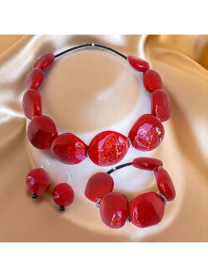Handmade Murano Glass Jewelry: Necklace, Bracelet and Earrings in an Exclusive Set.