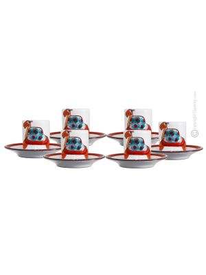 TAZZINE TARTARUGA set 6 espresso coffee cups with saucers ceramic authentic handmade Sicily Made in Italy