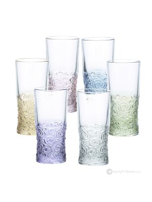 SOUND Set of 6 authentic modern hand painted drink glasses in premium quality glass.