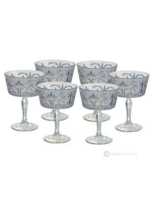 Set of 6 authentic hand-painted champagne glasses made of quality glass.
