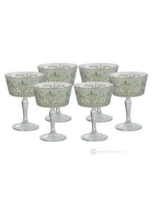 Set of 6 authentic hand-painted champagne glasses made of quality glass.