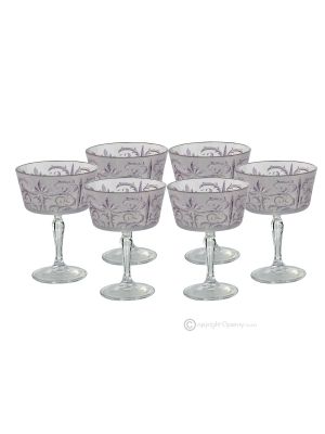 TATTOO Set of 6 authentic hand-painted champagne glasses in quality glass.