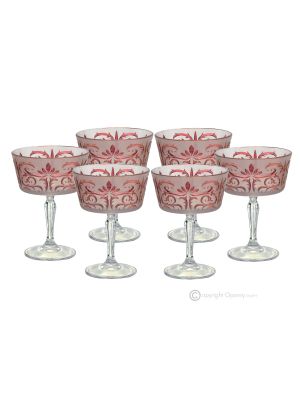 Set of 6 authentic hand-painted champagne glasses made of quality glass.