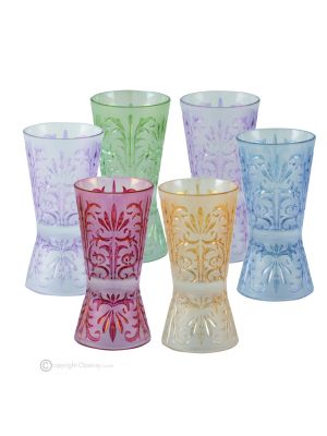 TATTOO Set of 6 authentic hand-painted liqueur glasses in premium quality glass.