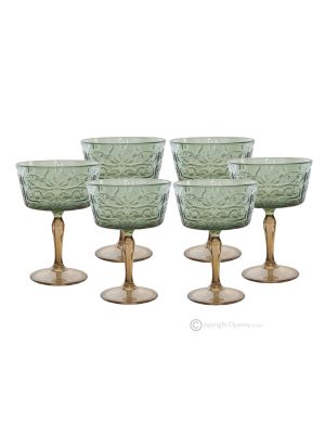 Set of 6 authentic hand-painted champagne glasses made of quality glass.