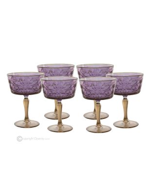 TATUAJE Set of 6 authentic hand-painted champagne glasses in quality glass.