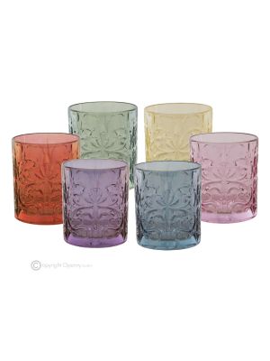 TATUAJE Set of 6 authentic modern hand painted water glasses in superior quality glass.
