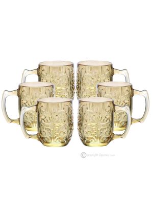 Set of 6 authentic modern hand painted mugs in premium quality glass.