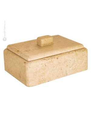 COFANETTO PORTAGIOIE MARMO TRAVERTINO ROMANO jewellery box sculpture in Roman travertine marble authentic hand Made in Italy