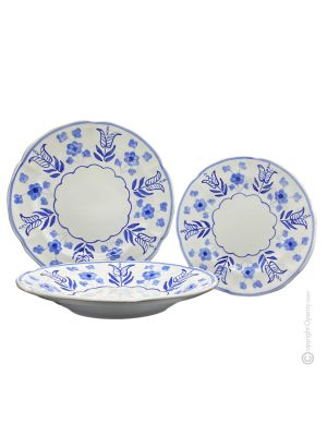 PIATTI TULIPANI Collection set 18 dishes plates service for 6 Persons tableware dinnerware Castelli ceramic handcraft  handpainted Made in Italy 