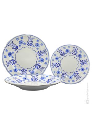 PIATTI TULIPANI Collection set dishes plates service tableware dinnerware Castelli ceramic handcraft  handpainted Made in Italy 