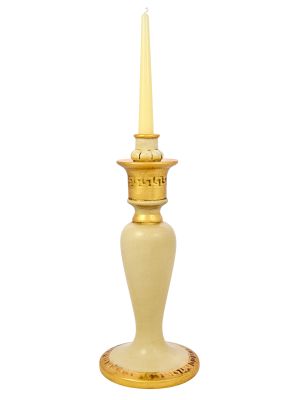 PORTACANDELE DORATO Candle Holders Candlestick Ceramic Baroque 24k Gold Leaf Made in Italy