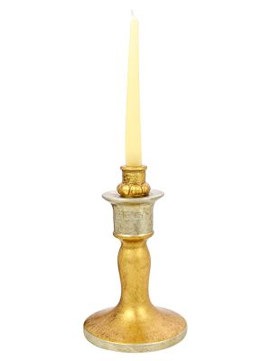 PORTACANDELE ORO Candle Holders Candlestick Ceramic Baroque 24k Gold Leaf Made in Italy