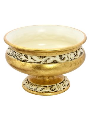 CENTROTAVOLA ORO Centerpiece Bowl Ceramic Artistic Creations 24k Gold Leaf Made in Italy-Gold