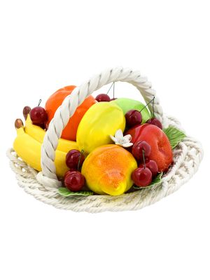 CENTROTAVOLA FRUTTA Centerpiece Fruit Basket Ceramic Artistic Creation Baroque Made Italy-White