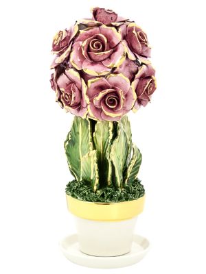 ROSE Centerpiece Ceramic Artistic Baroque 24k Gold Made in Italy
