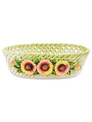 PORTAVASO MARGHERITE 2 Cachepot Planter Ceramic Artistic 24k Gold Handcraft Made in Italy-Green