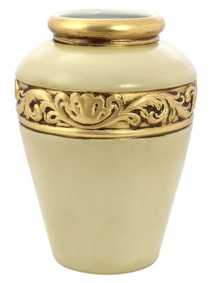 VASO IRIS Vase Ceramic Artistic Creations 24k Gold Leaf  Decor Handcraft Made Italy-Beige