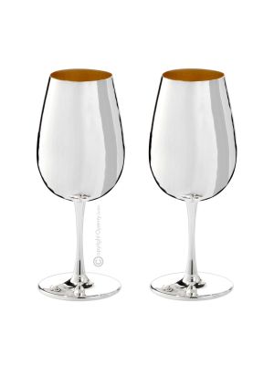 CALICI DA DEGUSTAZIONE Set 2 Globlet Glasses Special Gold Silver Plated Handmade Made in Italy