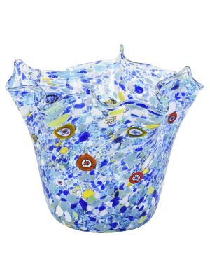 FAZZOLETTO ARGENTO MACETE Murano Glass Vase Bowl Silverleaf Murrine Venice Made Italy