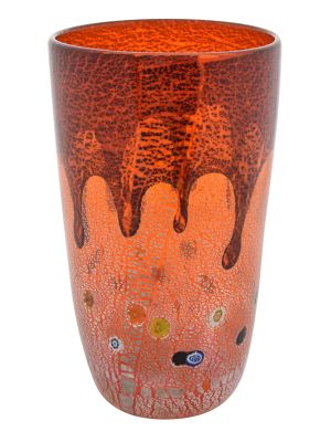 VASO GOCCIA Vase authentic Murano blown glass with Murrine and 925 silver leaf Made Italy