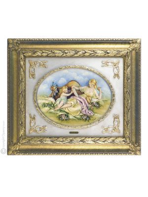 PASTORAL SCENE MOTHER WITH BABY Picture Bas-relief Porcelain Capodimonte Made in Italy